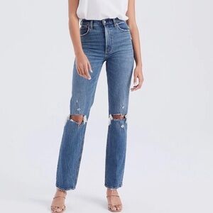 Abercrombie & Fitch The 90s Straight Ultra High Rise Jeans Distressed Sz 26